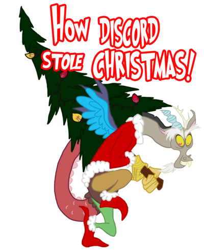 Size: 400x490 | Tagged: artist:allysoncarver, christmas tree, clothes, derpibooru import, discord, how the grinch stole christmas, safe, santa costume, solo, the grinch, tree