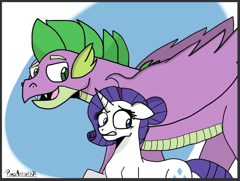 Size: 1909x1444 | Tagged: safe, artist:pimpartist101, derpibooru import, rarity, spike, alternate hairstyle, female, male, older, older spike, shipping, sparity, story included, straight