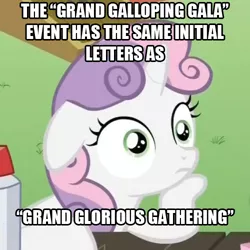 Size: 500x500 | Tagged: alliteration, brave series, derpibooru import, exploitable meme, grand galloping gala, grand glorious gathering, image macro, king of braves gaogaigar, king of braves gaogaigar final, meme, safe, sudden clarity sweetie belle, sweetie belle