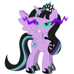 Size: 2000x2000 | Tagged: safe, artist:dashiemlpfim, artist:kaylathehedgehog, derpibooru import, twilight sparkle, twilight sparkle (alicorn), oc, oc:twivine sparkle, alicorn, pony, corrupted, evil, female, mare, oc villain, simple background, solo, sombra eyes, transparent background, vector