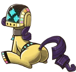 Size: 531x499 | Tagged: 30 minute art challenge, artist:lumineko, bodysuit, clothes, costume, daft punk, daft rarity, derpibooru import, guy-manuel de homem-christo, helmet, plot, rarity, safe, solo