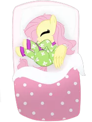 Size: 1536x2048 | Tagged: safe, artist:bratzoid, derpibooru import, fluttershy, pegasus, pony, bed, clothes, curled up, cute, fetal position, pajamas, shyabetes, sleeping, solo