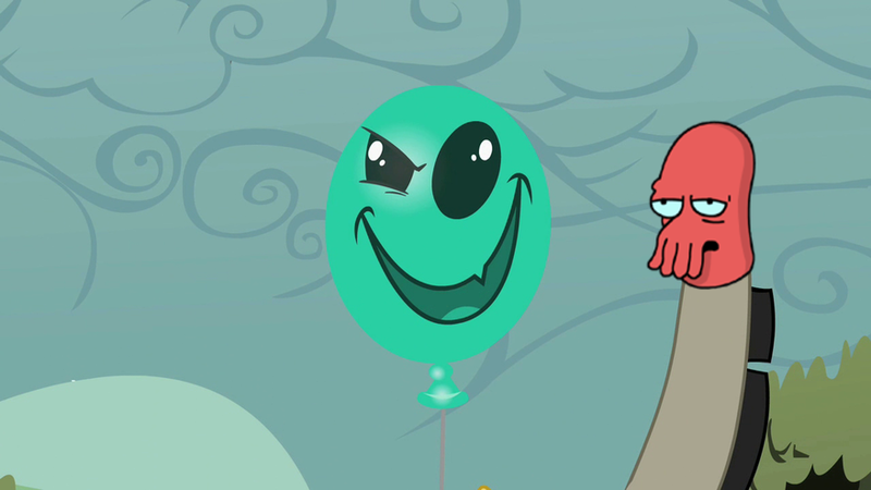 Size: 878x494 | Tagged: balloon, balloon discord, derpibooru import, discord, edit, edited screencap, futurama, safe, screencap, the return of harmony, zoidberg