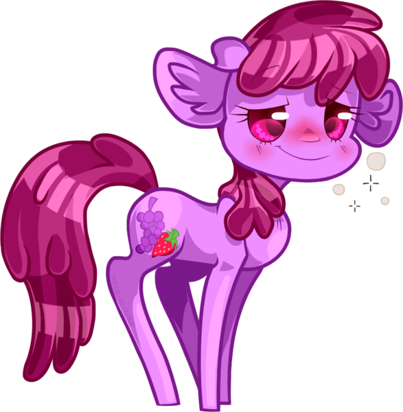 Size: 849x868 | Tagged: artist:tidalwav-3, berry punch, berryshine, blushing, chibi, drunk, safe, solo