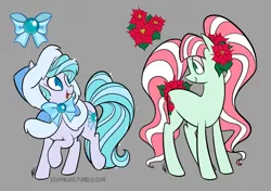 Size: 900x633 | Tagged: safe, artist:egophiliac, derpibooru import, december delight, december poinsettia, pony, birthmonth ponies, g3, g3 to g4, generation leap