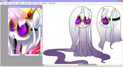 Size: 1280x695 | Tagged: safe, artist:celerypony, derpibooru import, oc, oc:celery, unofficial characters only, pony, unicorn, crown, glasses, goatee, goggles, long mane, long tail, magic, solo