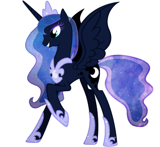 Size: 900x825 | Tagged: artist:fallingrain22, derpibooru import, grin, older, princess luna, raised hoof, safe, simple background, smiling, solo, spread wings, transparent background, ultimate luna, vector