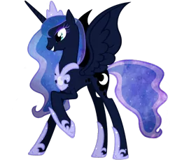 Size: 900x825 | Tagged: artist:fallingrain22, derpibooru import, grin, older, princess luna, raised hoof, safe, simple background, smiling, solo, spread wings, transparent background, ultimate luna, vector