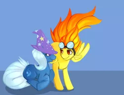 Size: 3850x2975 | Tagged: safe, artist:riserion, derpibooru import, spitfire, trixie, pegasus, pony, unicorn, female, lesbian, mare, shipping, smiling, trixfire