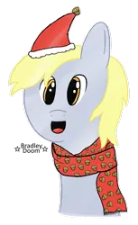 Size: 600x983 | Tagged: safe, artist:bradleydoom, derpibooru import, derpy hooves, pegasus, pony, christmas, female, happy, mare, muffin, solo