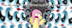 Size: 1280x501 | Tagged: safe, derpibooru import, edit, edited screencap, screencap, fluttershy, hurricane fluttershy, crack, insane pony thread, text