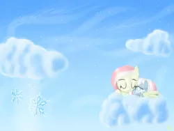 Size: 2000x1500 | Tagged: artist:skorpionletun, cloud, cloudy, derpibooru import, hug, mother and daughter, oc, oc:primrose, oc:snowdrop, safe, snow, snowfall, snuggling, unofficial characters only, wallpaper, winghug