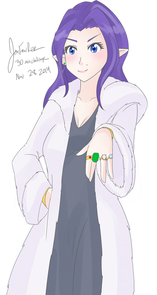 Size: 801x1500 | Tagged: 30 minute art challenge, artist:jonfawkes, clothes, coat, derpibooru import, elf ears, human, humanized, rarity, ring, safe