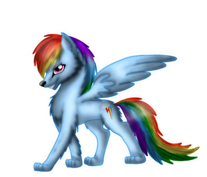 Size: 1024x874 | Tagged: safe, artist:lupiarts, derpibooru import, part of a set, rainbow dash, wolf, simple background, solo, species swap, transparent background, wolf dash