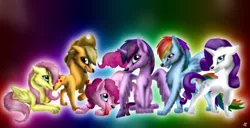 Size: 1024x524 | Tagged: safe, artist:lupiarts, derpibooru import, applejack, fluttershy, pinkie pie, rainbow dash, rarity, twilight sparkle, twilight sparkle (alicorn), wolf, flutterwolf, mane six, pinkie wolf, puppy pie, species swap, twiwolf, wolf dash, wolfity, wolfjack