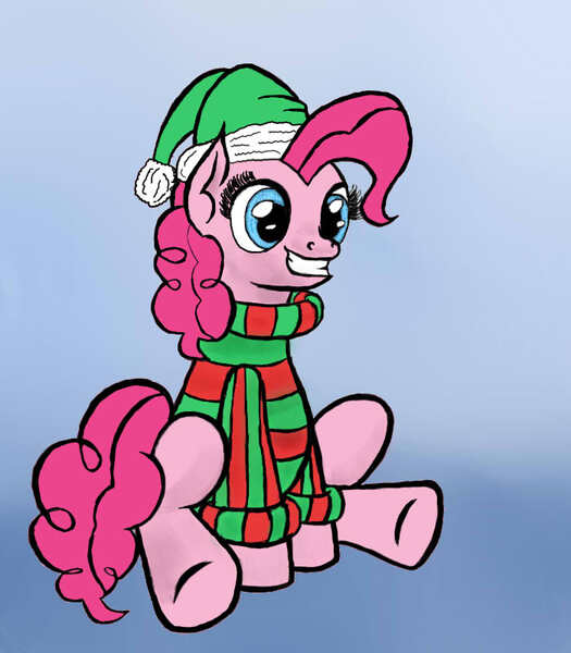 Size: 700x800 | Tagged: artist:athlete-grizzle, christmas, derpibooru import, elf, pinkie pie, safe, solo