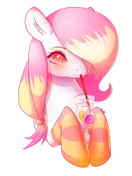 Size: 1500x2000 | Tagged: artist:mimtii, clothes, derpibooru import, drink, drinking, glass, lemonade, oc, oc:lemonade paradise, safe, simple background, socks, solo, straw, striped socks, transparent background, unofficial characters only