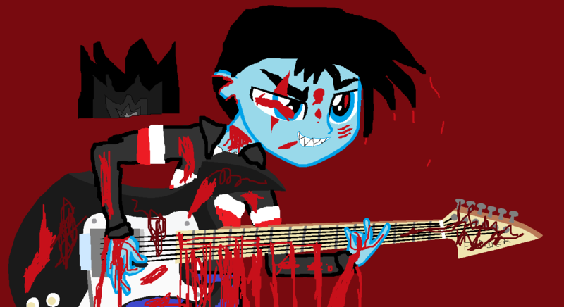 Size: 1408x768 | Tagged: grimdark, derpibooru import, oc, oc:darkness, unofficial characters only, equestria girls, bleeding, blood, edgy, guitar, ms paint, mutilation, ow the edge, story included