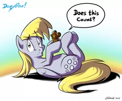 Size: 1280x1060 | Tagged: safe, artist:tobibrocki, derpibooru import, derpy hooves, pegasus, pony, female, mare, muffin, on back, solo