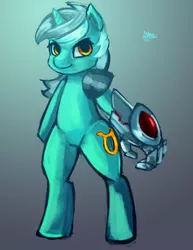 Size: 1024x1325 | Tagged: safe, artist:checkerboardazn, derpibooru import, lyra heartstrings, pony, artificial hands, bipedal, solo