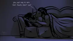 Size: 1024x576 | Tagged: anthro, artist:bgn, cape, clothes, couch, derpibooru import, gay, good king sombra, king hunkbra, king sombra, male, safe, selfcest, self ponidox, stupid sexy sombra