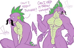 Size: 900x585 | Tagged: safe, artist:bgn, derpibooru import, rarity, spike, anthro, dragon, adult spike, anthro dragon, beefspike, featureless crotch, female, greed spike, male, muscles, older, shipping, sparity, spikezilla, straight, stupid sexy spike, tail hold, teenage spike, teenaged dragon