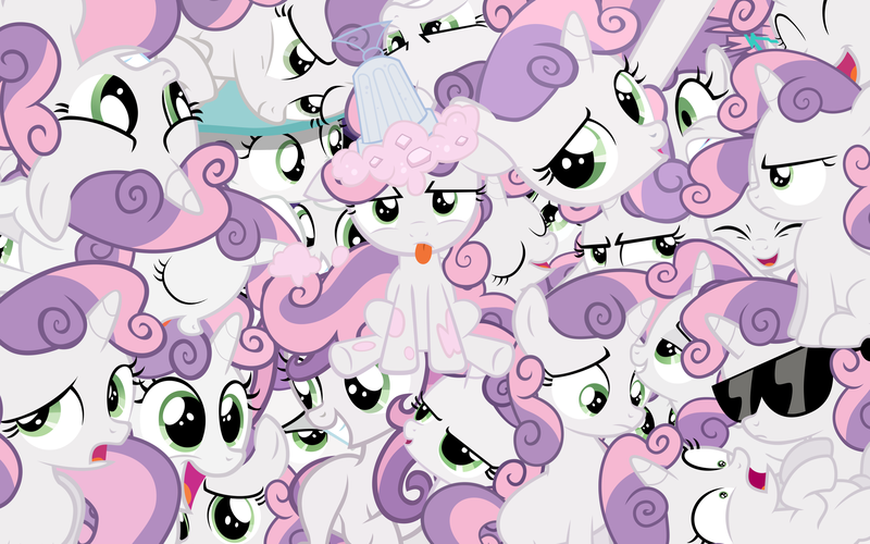 Size: 2560x1600 | Tagged: safe, artist:lunaboticmod, derpibooru import, sweetie belle, collage, cute, diasweetes, multeity, wallpaper