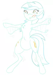 Size: 505x716 | Tagged: safe, artist:wryte, derpibooru import, lyra heartstrings, pony, balancing, bipedal, chest fluff, lineart, newbie artist training grounds, solo, tongue out