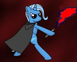 Size: 920x748 | Tagged: safe, artist:waterlooart, derpibooru import, edit, trixie, pony, bipedal, cloak, clothes, fractal, lightsaber, mandelbrot set, star wars