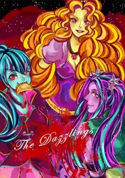 Size: 1000x1419 | Tagged: safe, artist:tatsuka, derpibooru import, adagio dazzle, aria blaze, sonata dusk, equestria girls, rainbow rocks, pixiv, taco, the dazzlings