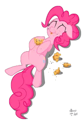 Size: 6000x8700 | Tagged: absurd resolution, artist:twiddlechimp, derpibooru import, eating, eyes closed, muffin, pinkie pie, safe, solo