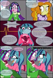 Size: 737x1085 | Tagged: safe, artist:queentigrel, derpibooru import, adagio dazzle, aria blaze, sonata dusk, equestria girls, rainbow rocks, a dazzling winter, comic, psychonata dusk, selfish, yandere