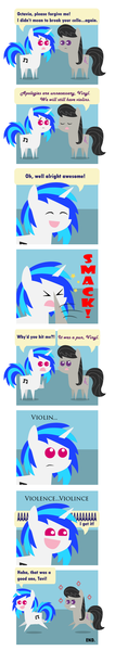 Size: 401x2264 | Tagged: artist:foxgirlkira, comic, derpibooru import, octavia melody, pointy ponies, pun, safe, vinyl scratch