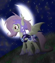 Size: 1247x1439 | Tagged: safe, artist:veliska, derpibooru import, fluttershy, bat pony, pony, armor, flutterbat, night guard, solo