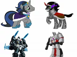 Size: 1448x1072 | Tagged: comparison, derpibooru import, good king sombra, king sombra, megatron, reflections, safe, shattered glass, transformers