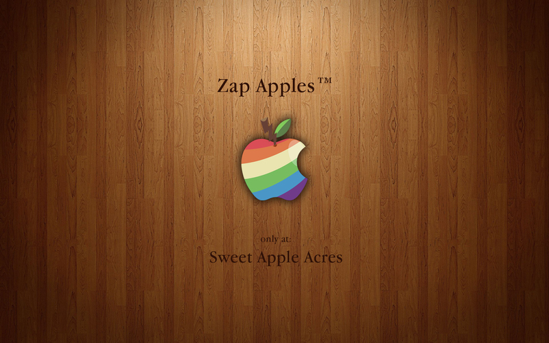 Size: 1920x1200 | Tagged: apple, artist:evangel-windrunner, derpibooru import, logo, parody, safe, trademark, vector, wallpaper, zap apple