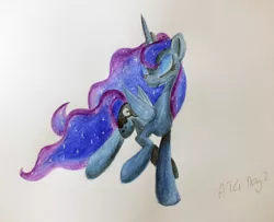 Size: 800x648 | Tagged: artist:frozenpyro71, dancing, derpibooru import, newbie artist training grounds, princess luna, safe, solo, traditional art, watercolor painting