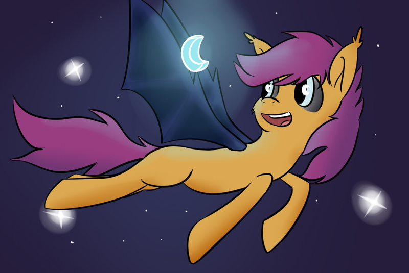 Size: 1061x709 | Tagged: safe, artist:drcheezycat, derpibooru import, scootaloo, bat pony, pony, bat ponified, race swap, scootabat, solo