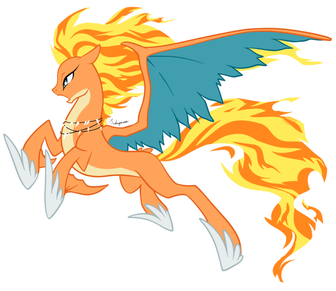 Size: 5000x4327 | Tagged: safe, artist:sakuyamon, artist:solratic, derpibooru import, oc, oc:chari, unofficial characters only, charizard, dracony, hybrid, poképony, absurd resolution, adoptable, fetlock fins, fire, hoof shoes, mane of fire, mega charizard y, pokémon, ponymon, simple background, solo, transparent background