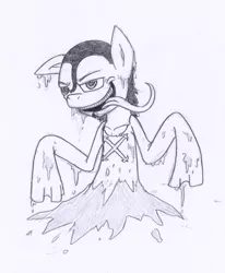 Size: 691x839 | Tagged: safe, artist:efrejok, derpibooru import, ponified, caribou, evil grin, monochrome, one piece, tongue out, traditional art