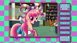 Size: 640x360 | Tagged: safe, artist:ionadale, derpibooru import, ponified, pony, crossover, dating sim, game, giffany, gravity falls, pixel art, romance academy 7, solo, soos and the real girl, yandere