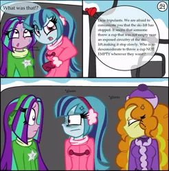 Size: 887x900 | Tagged: safe, artist:queentigrel, derpibooru import, adagio dazzle, aria blaze, sonata dusk, equestria girls, a dazzling winter, comic, misspelling, oh crap, typo of unintentional hilarity