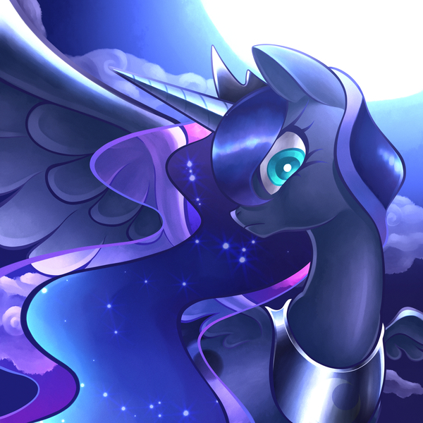 Size: 2500x2500 | Tagged: artist:kaikoinu, derpibooru import, looking at you, pixiv, princess luna, safe, solo