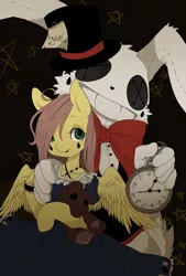 Size: 1181x1748 | Tagged: alice, angel bunny, artist:ard747, derpibooru import, fluttershy, pixiv, semi-grimdark, solo