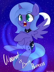 Size: 1575x2100 | Tagged: artist:ibacchstudios, best princess, derpibooru import, filly, moon, princess luna, safe, solo, stars, woona