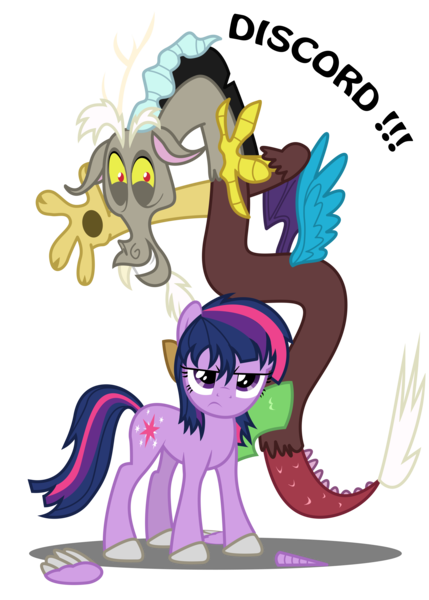 Size: 5000x7000 | Tagged: absurd resolution, artist:j3rykcz, derpibooru import, discord, safe, twilight is not amused, twilight sparkle, unamused