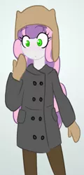 Size: 371x776 | Tagged: safe, artist:howlsinthedistance, derpibooru import, sweetie belle, equestria girls, clothes, coat, solo, winter