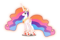 Size: 6178x4078 | Tagged: dead source, safe, artist:xebck, derpibooru import, princess celestia, alicorn, pony, absurd resolution, alternate hair color, ethereal mane, female, mare, rainbow power, rainbow power-ified, simple background, solo, transparent background, vector