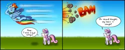 Size: 2000x801 | Tagged: artist:tobibrocki, backwards cutie mark, comic, derpibooru import, envy, rainbow crash, rainbow dash, safe, sweetie belle, wing envy