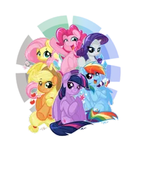 Size: 900x1119 | Tagged: safe, artist:pomnoi, derpibooru import, applejack, fluttershy, pinkie pie, rainbow dash, rarity, twilight sparkle, twilight sparkle (alicorn), alicorn, pony, female, mane six, mare